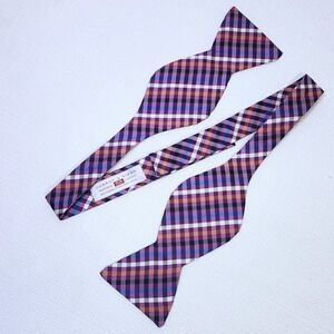 Carrot & Gibbs Bow Tie Purple Blue Orange 2.75" Wide Self Tie Silk USA